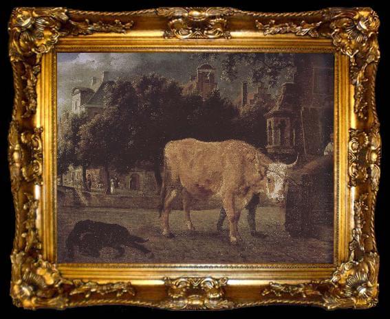 framed  Jan van der Heyden Square cattle, ta009-2